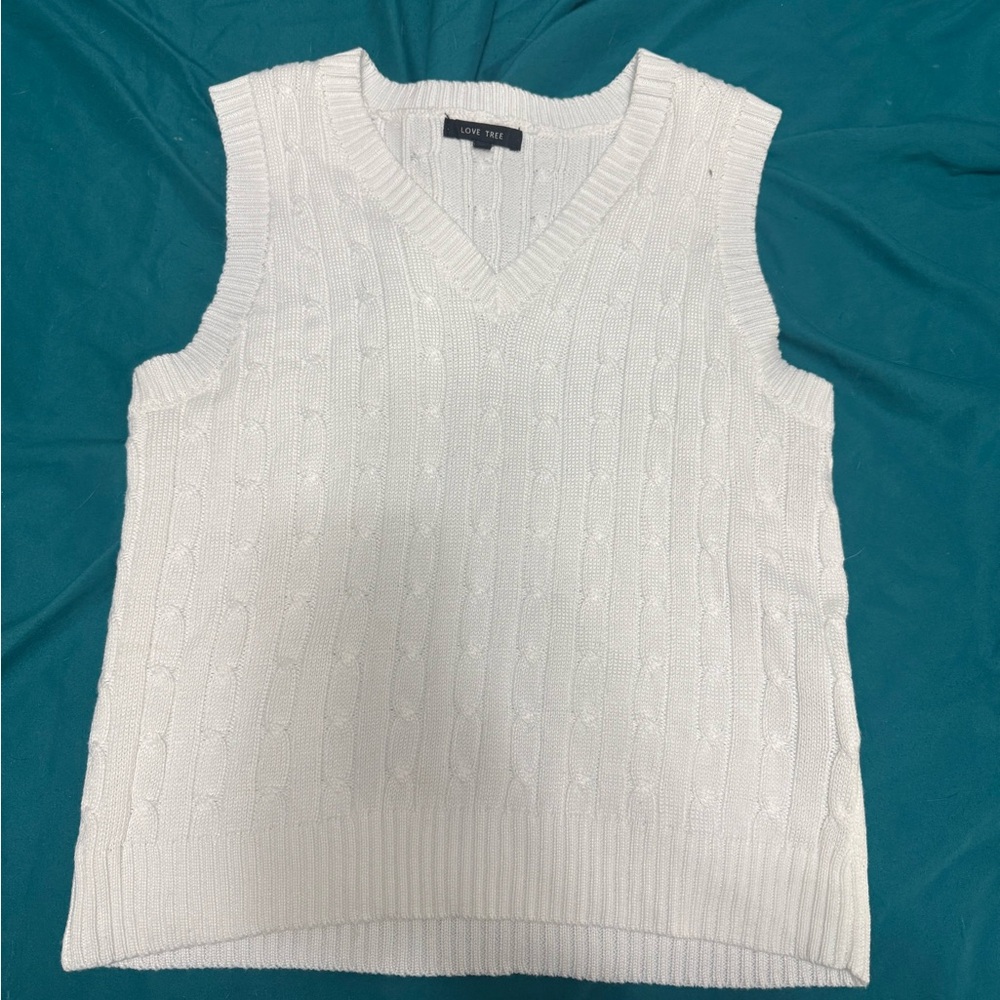 Love Tree Ivory Cable Knit Vest